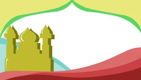 The background with the theme of Ramadan and Islamic holidays has a silhoue.. Stock Illustration