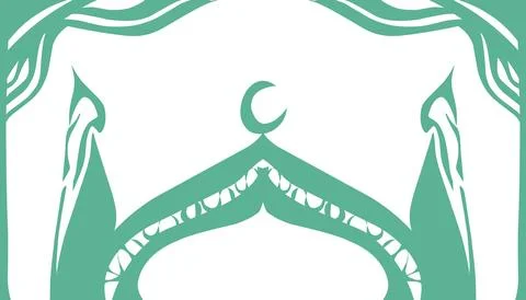 Background theme of Ramadan and Muslim holidays in mint green colour, with .. Stock Illustration