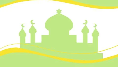 Background theme of Ramadan and Muslim holidays with silhouettes of green m.. Stock Illustration