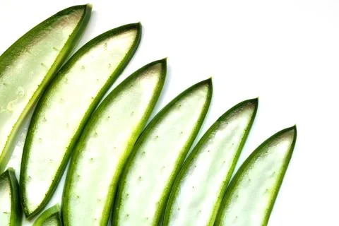 Background of thin and transparent slices of Aloe Vera Stock-Fotos