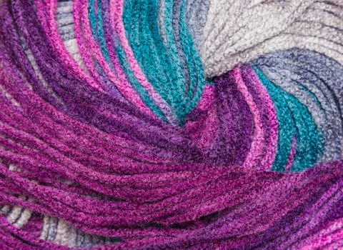 Background thread for knitting. Knitting pattern of colorful yarn wool. Stock Photos