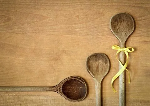 Background three spoons Stock Photos