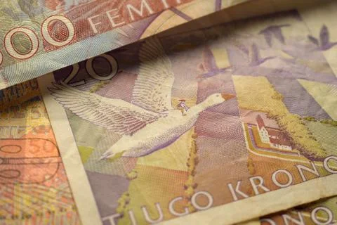 Background of three swedish banknotes Stock Photos