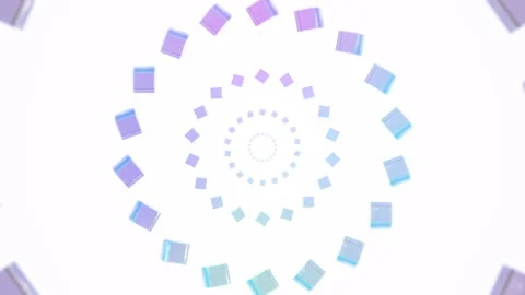 A background through which a ring-shaped, iridescent cube passes (seamless loop) Stock Footage 332974854