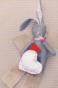 Background with tilde rabbit for valentines day Stock Photos