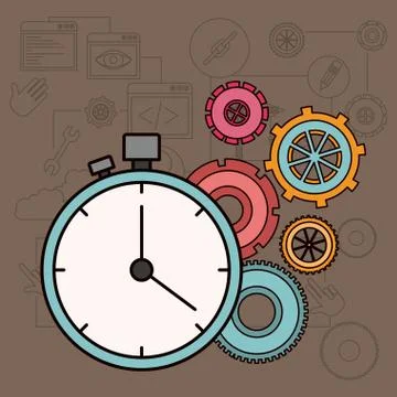 Background with time factor in process of the construction Stock Illustration