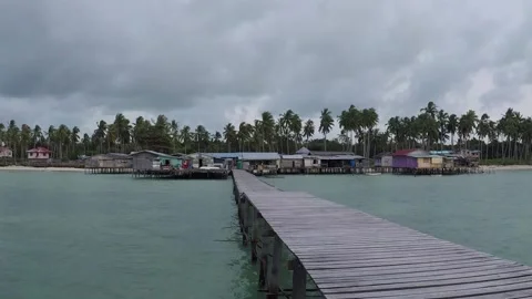 Background, Time lapse, sunrise or twilight at the Fishermen stilt house village Stock Footage 167585838