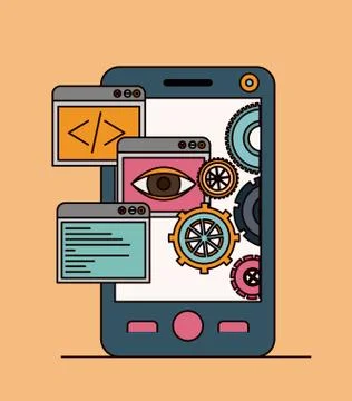Background with tools apps in smartphone Stock Illustration