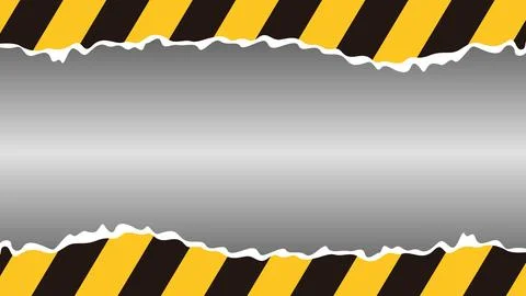 Background torn piece of paper with yellow and black stripes police line wa.. Stock Illustration
