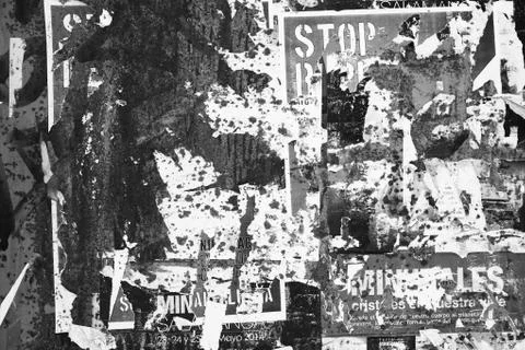 Background with torn posters Stock Photos