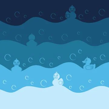 Background with toy ducks and bubbles. Stock Illustration