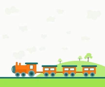 Background of Train Run on Railway Pass the Landscape of Hill Stock Illustration