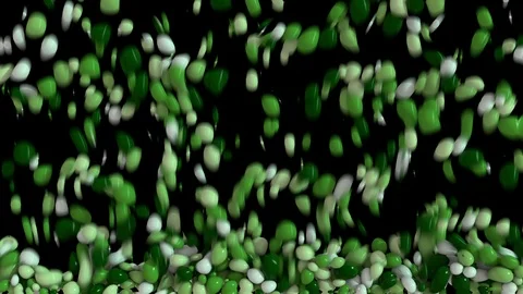 Background, transition from falling color capsules which falling down and slowly Stock Footage 110745927