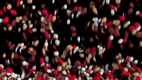Background, transition from falling color capsules which falling down and slowly Stock Footage 110750299