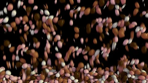 Background, transition from falling color capsules which falling down and slowly Stock Footage 110754103