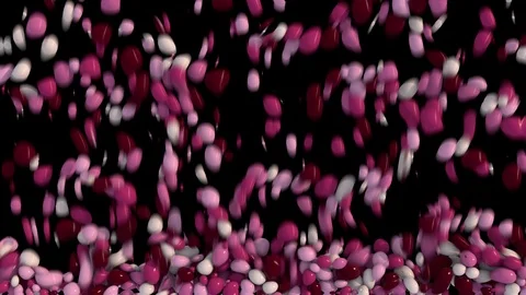 Background, transition from falling color capsules which falling down and slowly Stock Footage 110755412