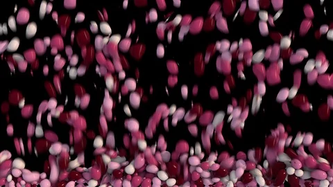 Background, transition from falling color capsules which falling down and slowly Stock Footage 110755427