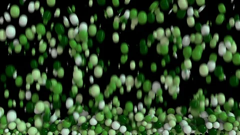 Background, transition from falling color spheres which falling down and slowly  Stock Footage 110755599