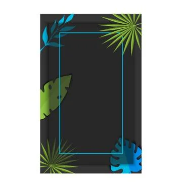 Background with transparent frame and tropical leaves Stockillustratie