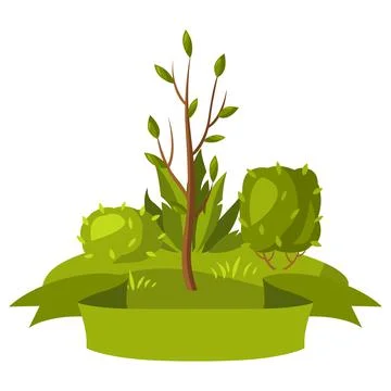 Background with tree and bushes. Stock Illustration