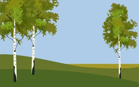 Background tree birch in springtime Stock Illustration
