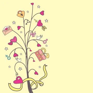 Background with a tree of love Stock Illustration