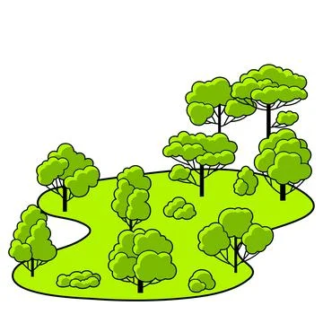 Background with trees. Spring or summer stylized plants. Stock Illustration