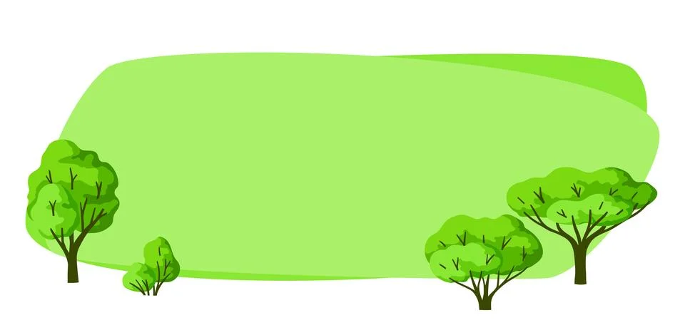 Background with trees. Spring or summer stylized plants. Stock Illustration