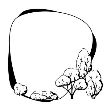 Background with trees. Spring or summer stylized plants. Stock Illustration