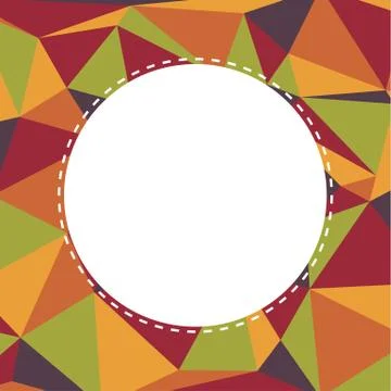 Background with triangular pattern in retro colors with white blank circle in イラスト素材