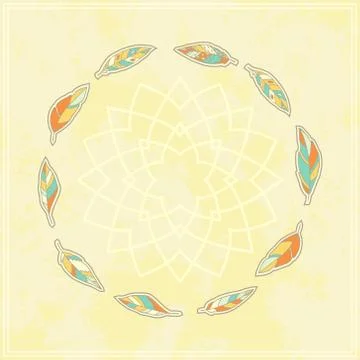 Background with tribal feather circle Illustrazione stock