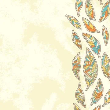 Background with tribal feathers Illustrazione stock