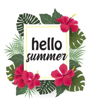 Background with tropical flowers Illustrazione stock