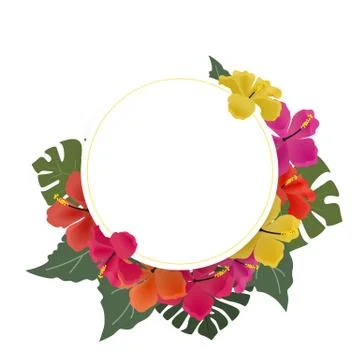 Background with tropical flowers Stock Illustration