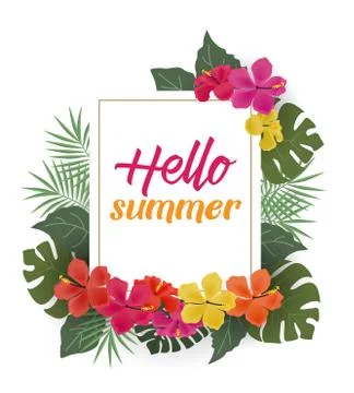 Background with tropical flowers Stock Illustration