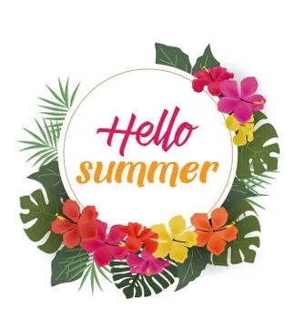 Background with tropical flowers Stock Illustration