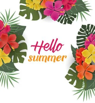 Background with tropical flowers Stock Illustration