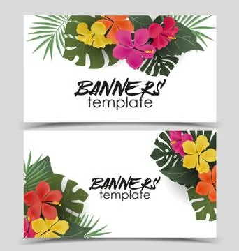 Background with tropical flowers Stock Illustration