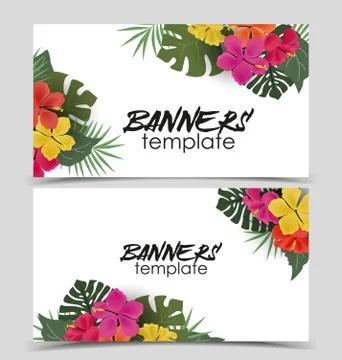Background with tropical flowers Stock Illustration