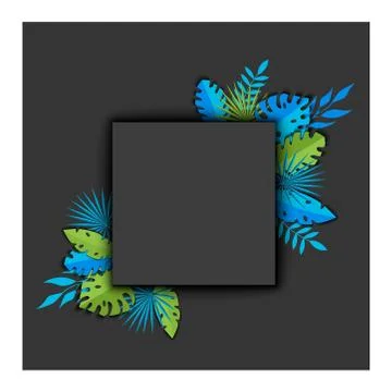 Background with tropical leaves Stock Illustration