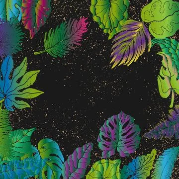 Background with tropical leaves, vector background. Stockillustratie
