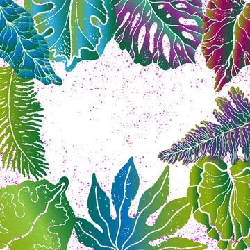 Background with tropical leaves, vector background. Illustrazione stock