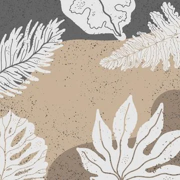 Background with tropical leaves, vector background. Stock Illustration