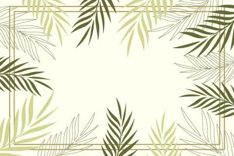 Background with tropical leaves. Vector frame of tropical palm leaves. Stock Illustration