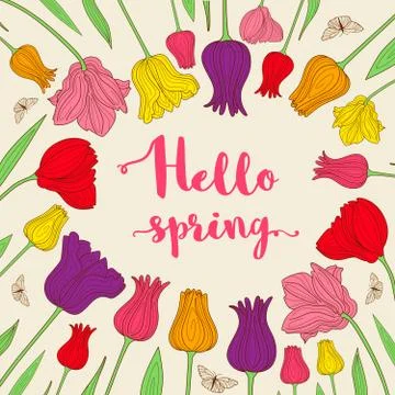 Background with tulips Stock Illustration