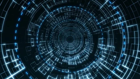 Background, tunnel consisting of square elements, sci-fi mesh, technological Stock Footage 308147612