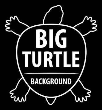 Background with turtle. Silhouette of turtle. Black background and white text Stock Illustration