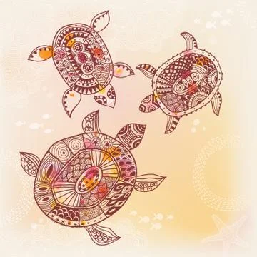 Background with turtle. vector illustration 스톡 일러스트