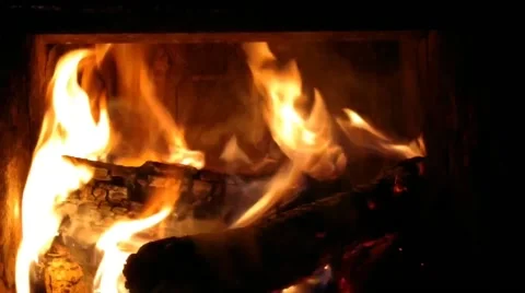 Background in the TV by fire in the fireplace in the room Stock Footage 201813700