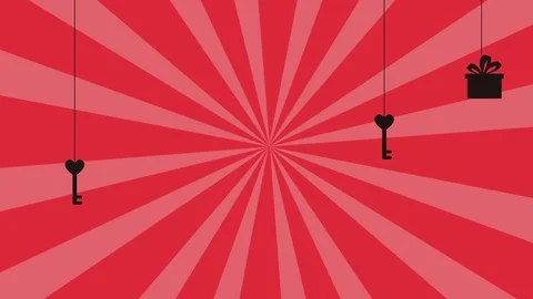 Background twirl with animation key, love, and gift. Happy Valentine day 스톡 동영상 99432402